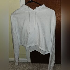 White Cropped Hoodie